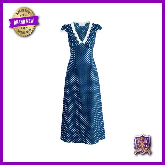 Dresses & Skirts - Polka Dot Lace Dress Elegant Summer Party Wear Deep V Neck Chic